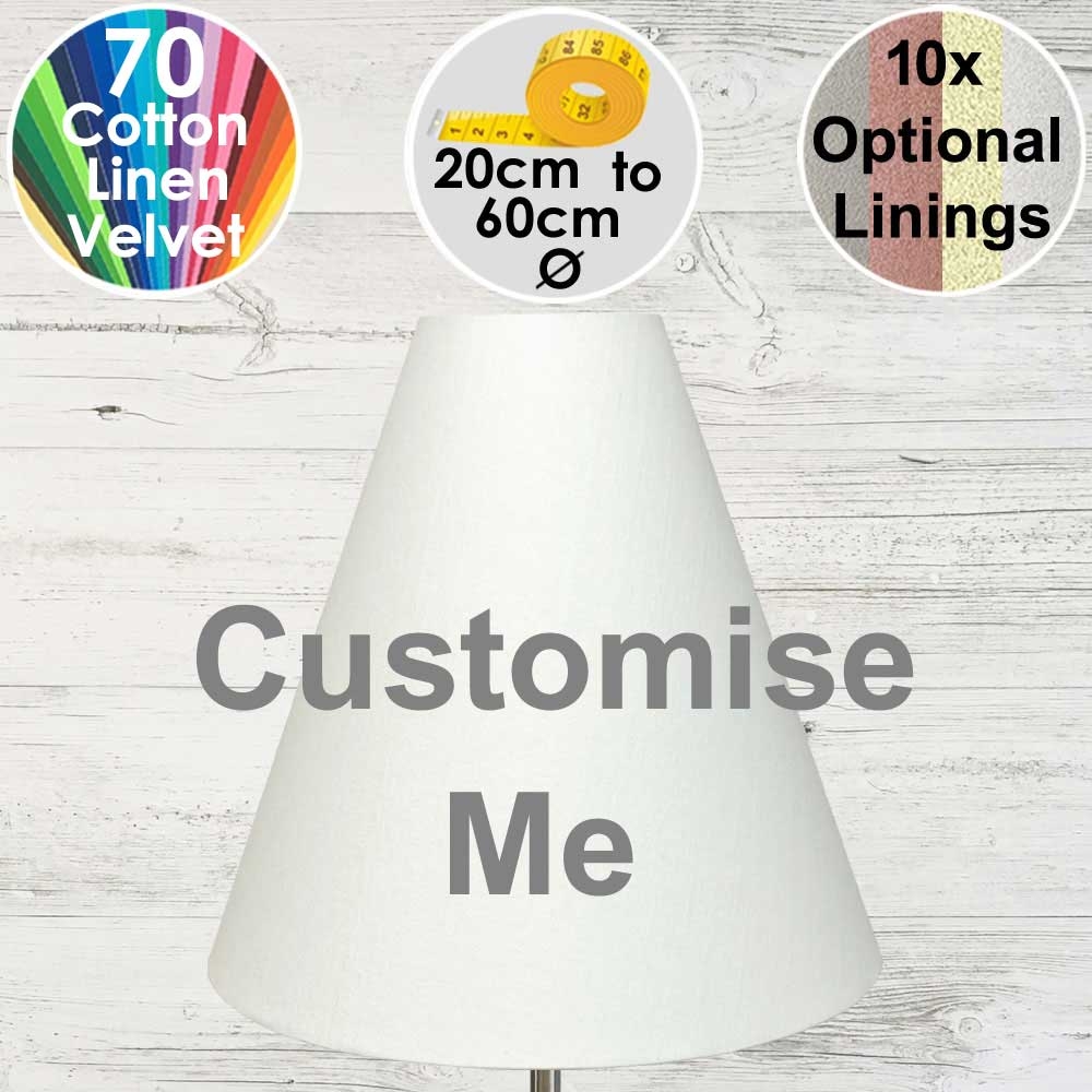Cone Lampshade UK Made in 70 Colours of Cotton Linen or Velvet